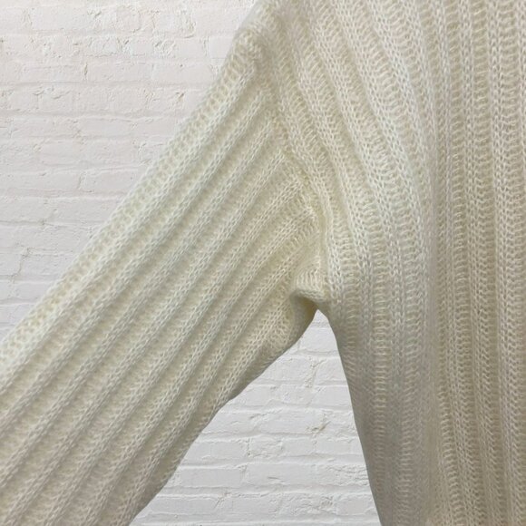 ๐งธ Express Tricot M Vintage Mohair Cardigan Cream Fuzzy 80s 90s Chunky Knit - Picture 7 of 14